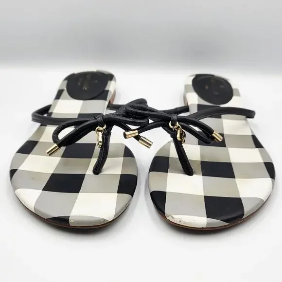 Kate Spade New York Mistic Bow Black & White Checkered Sandals Women's Size 10 - Picture 5 of 10
